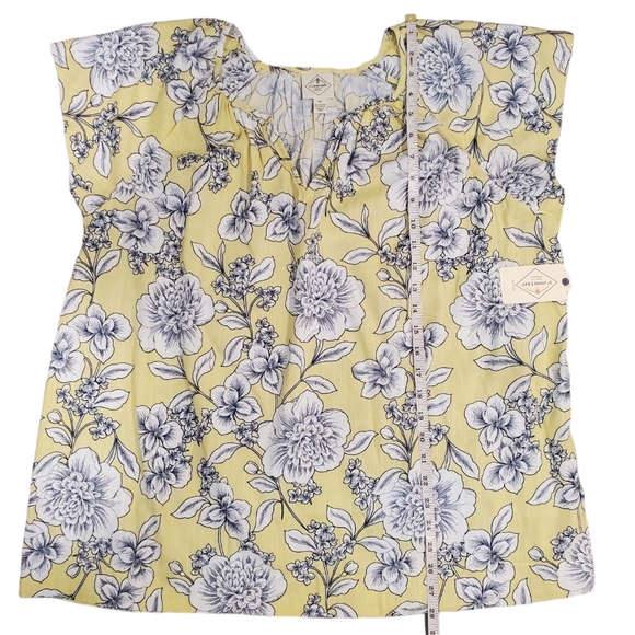 St.John's Flowy Blouse Womens Size 0X Yellow Floral Print Short Sleeve Tunic - Picture 7 of 12